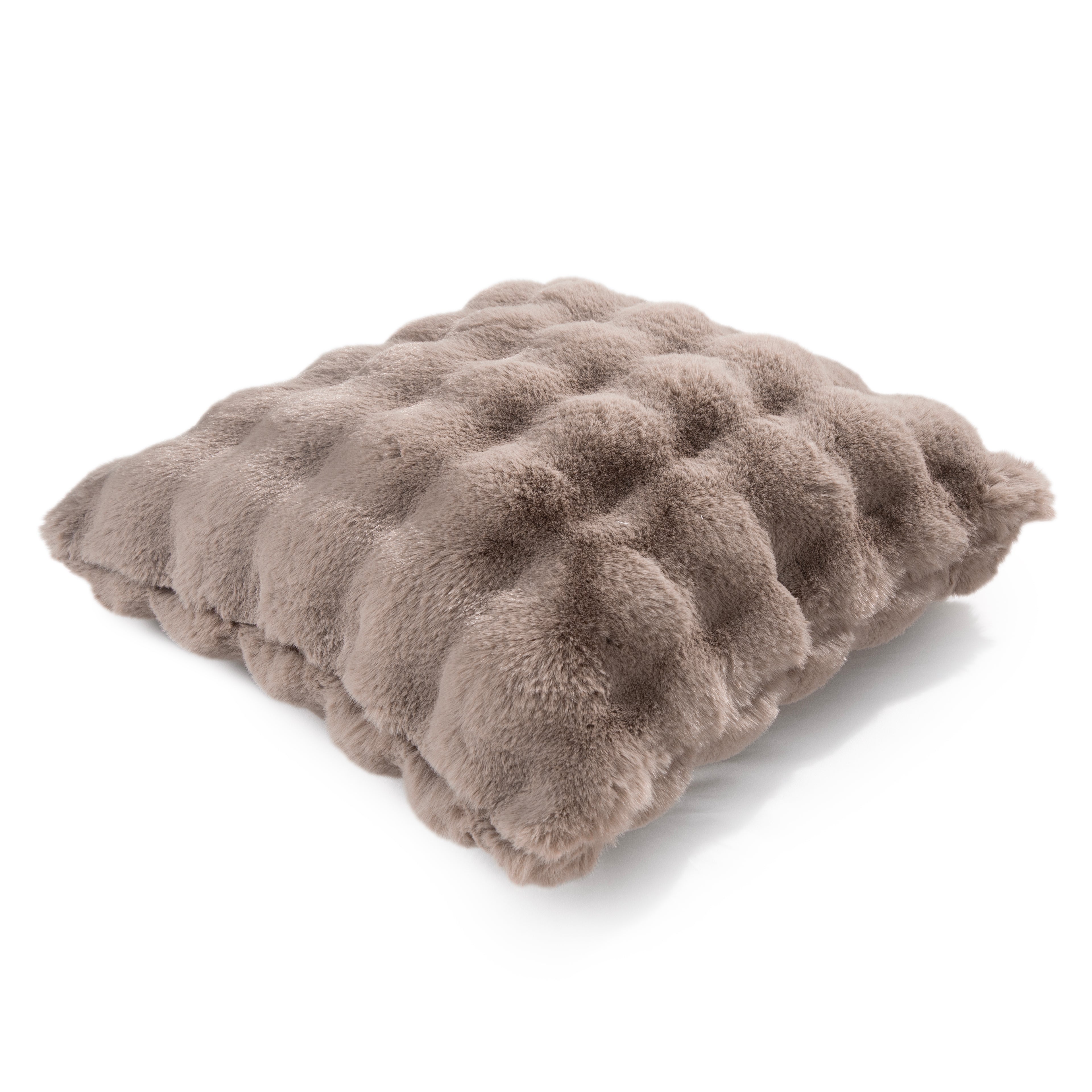 Malini Soft Bubble Cushion Faux Rabbit Taupe Square Cushion 50x50